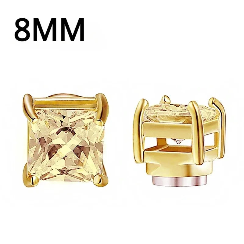 1Pairs Crystal Strong Magnetic Ear Stud Clip Earrings for Men Women, Punk Round Zircon M detail view