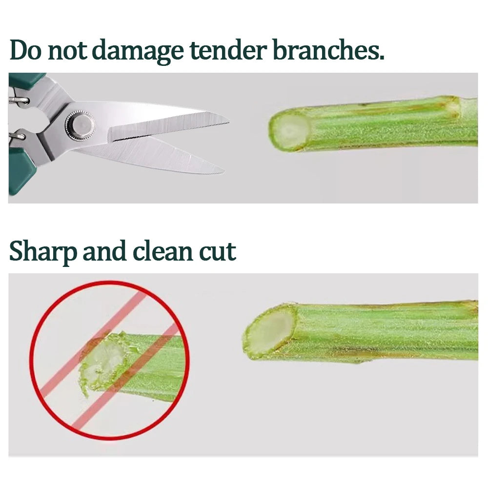 190mm Straight Head Pruning Shears | Stainless Steel Garden Scissors close-up view