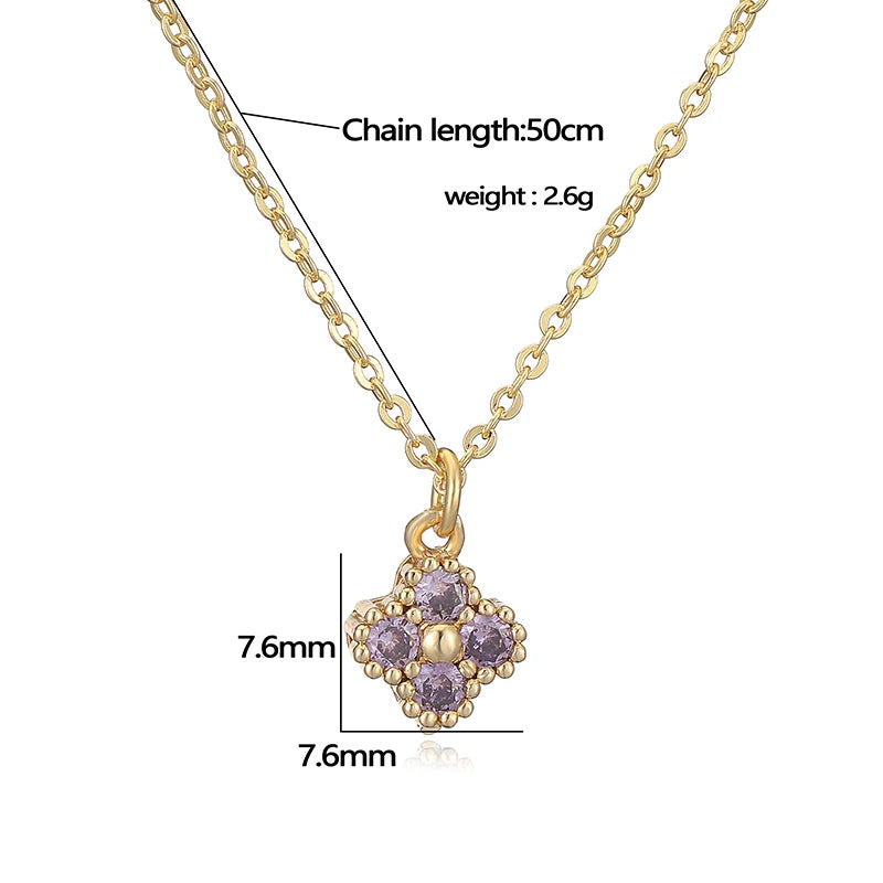 HECHENG, 18K Gold Plated Brass Cubic Zirconia Bijoux Exquisite Flower‑Shaped Women Ne alternate view