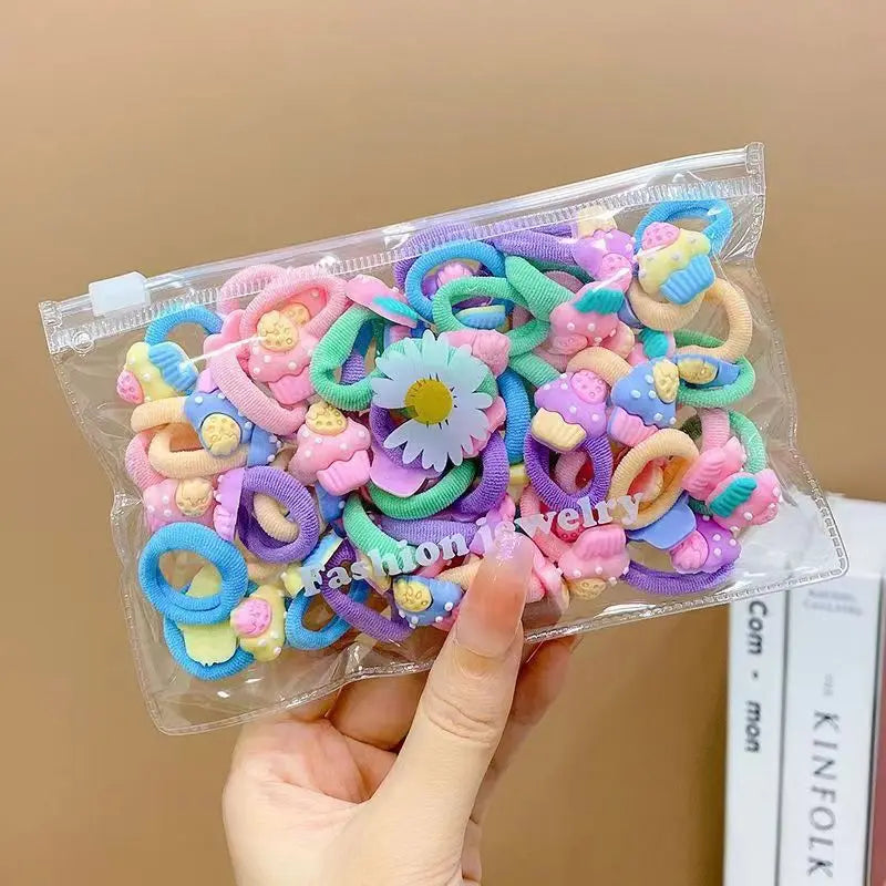 10/20Pcs/Set Cute Cartoon Rubber Elastic Hair Bands Girls Not Hurt Hair Small Scrunch alternate view
