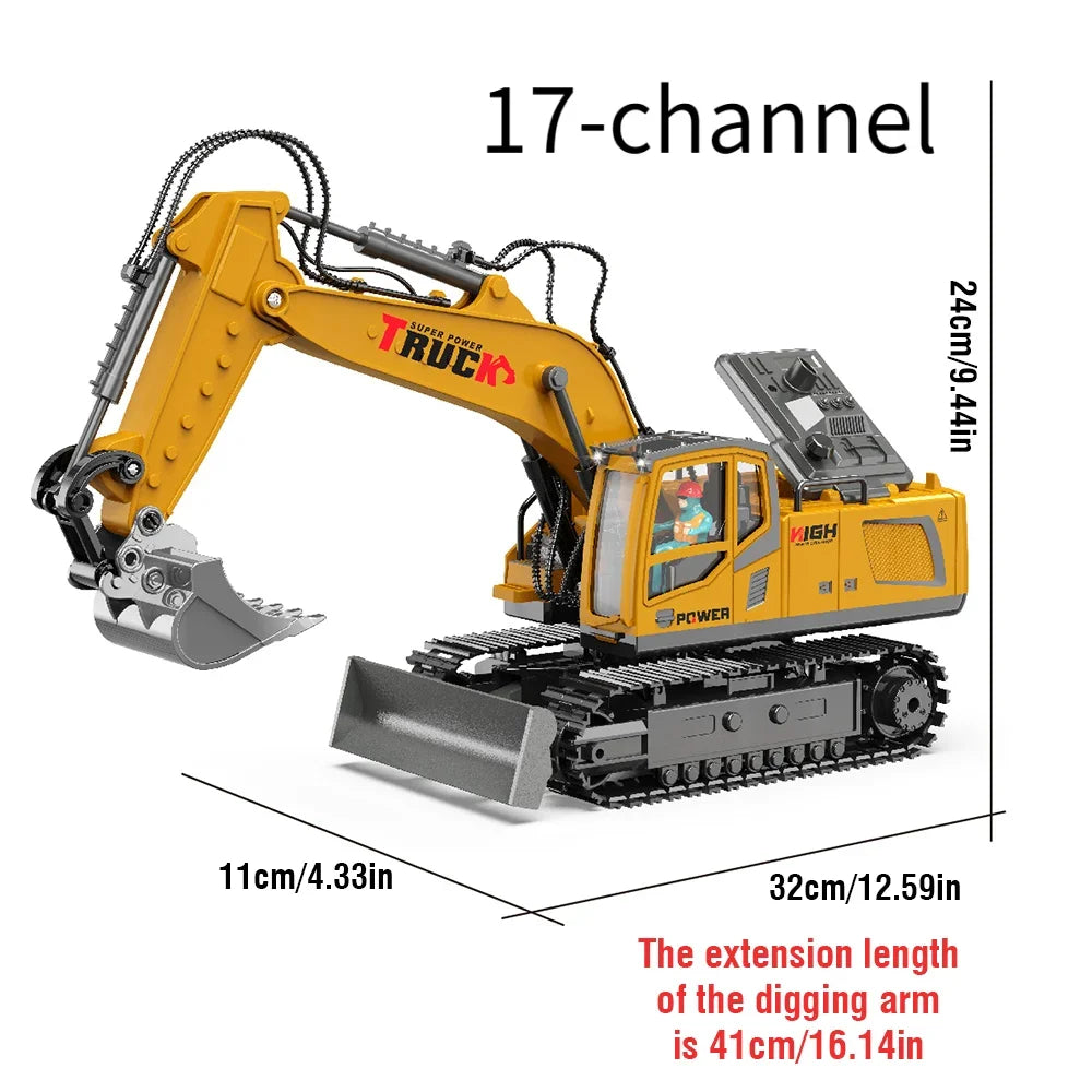 1/18 RC Alloy Spray Excavator Truck 17CH Engineering Vehicle Sound Lights 680 Degree lifestyle view