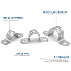 NINDEJIN U Shape Pipe Clamps | 304 Stainless Steel Two Hole Strap Conduit Tube Clip detail view
