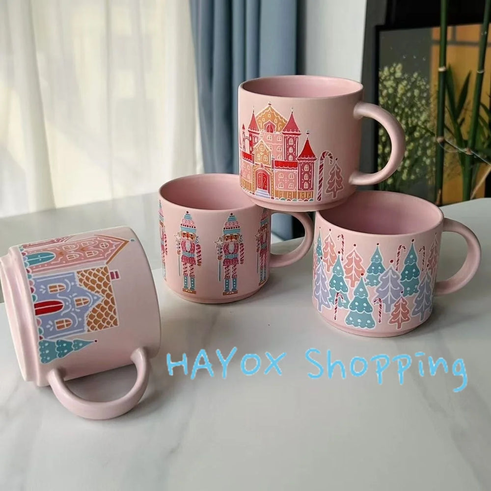 Creative Vintage Christmas Mug Gift Ceramic Mug Couples Drink Cup Home Cafe Coffee Cup O detail view