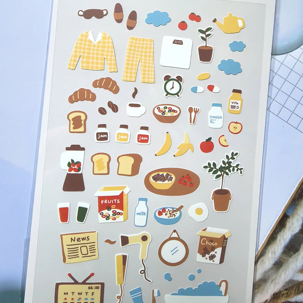 Korean Import Suatelier Good Morning Breakfast Stickers Scrapbooking Diy Journaling D alternate view