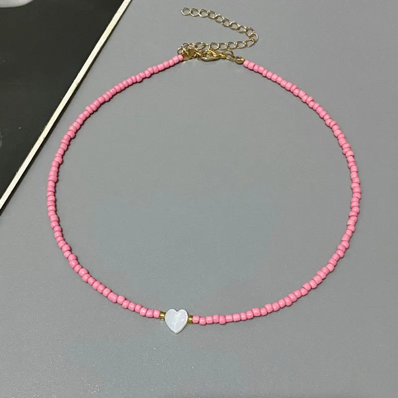 New Nature Shell Love Heart Choker Necklace for Girl Spring Summer Fashion Small Co additional angle