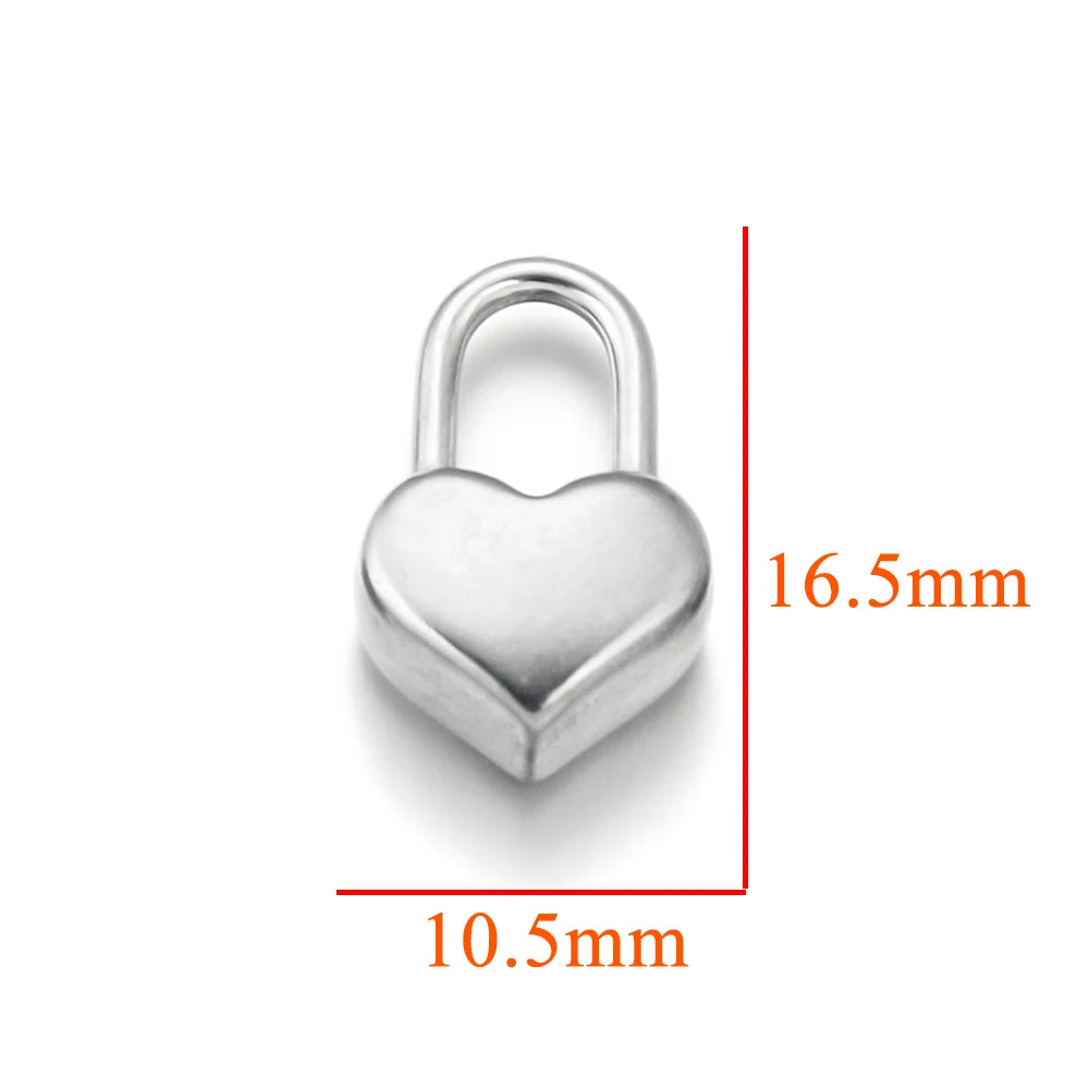 5pcs Stainless Steel Heart Lock Key Gold Plated Love Pendant Punk Hip Hop for DIY N additional angle