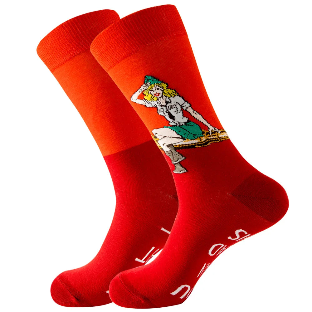 Sock Combed Cotton Funny Men's Big Size Crew Harajuku Hip Hop Thick Long Socks