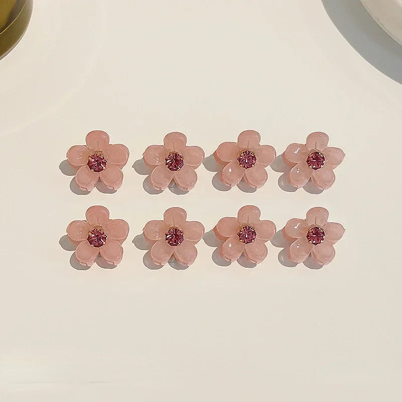 10pcs/set Girls Mini Floral Hair Claw Kawaii Pearl Rhinestone Hair Clip Claw Clamp Braid Headwear Women Kids Hair Accessories