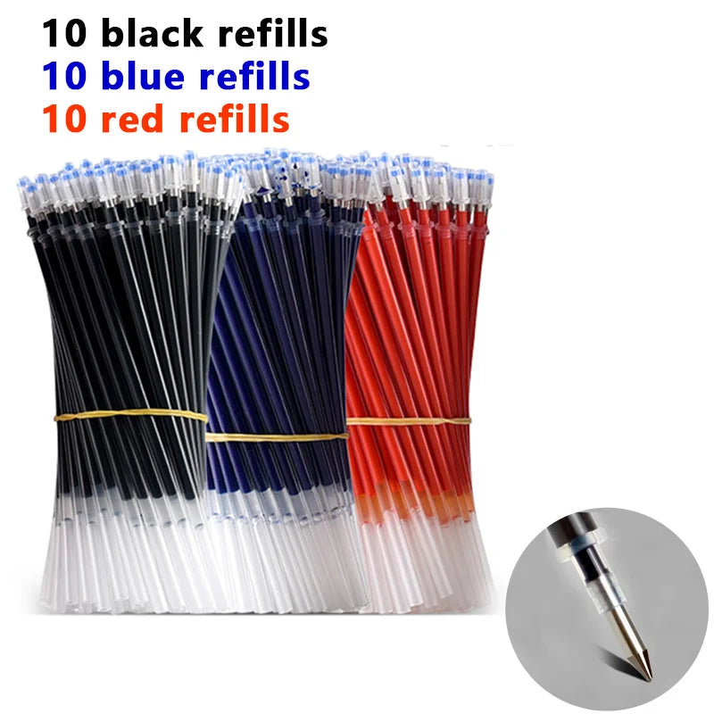 Pens Set Black Blue Red Refill Gel Pen Bullet Tip 0.5mm School detail view