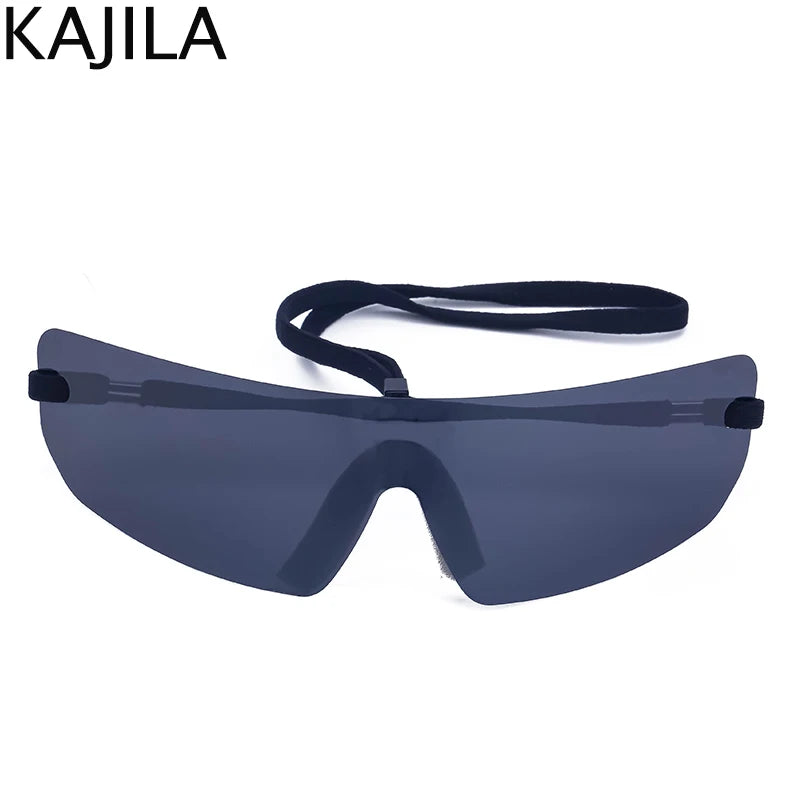 Oversized Punk Rimless Sunglasses | Y2K UV400 Mirror Lens Shades alternate view