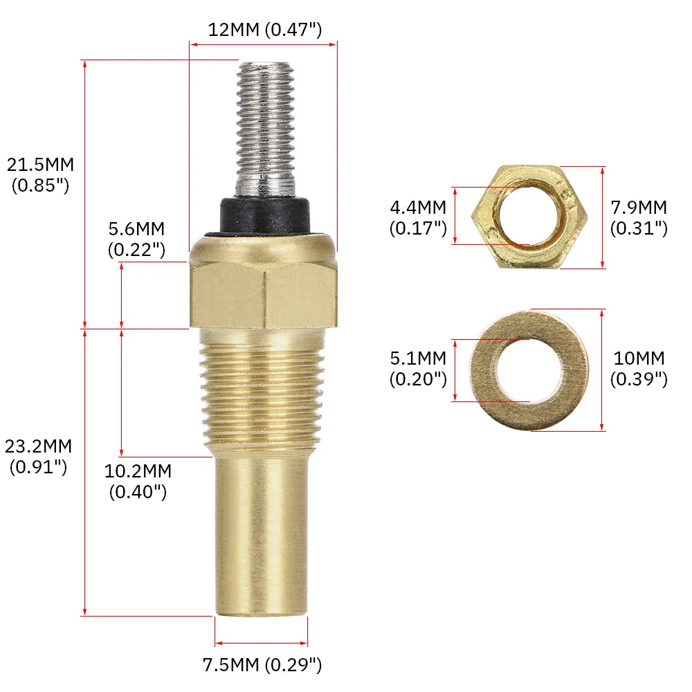 VR - 12V 1/8 NPT Racing Car Oil Temp Sensor Water temperature Sensor Water Temp Sensor Gauge Sensor VR-TSU01