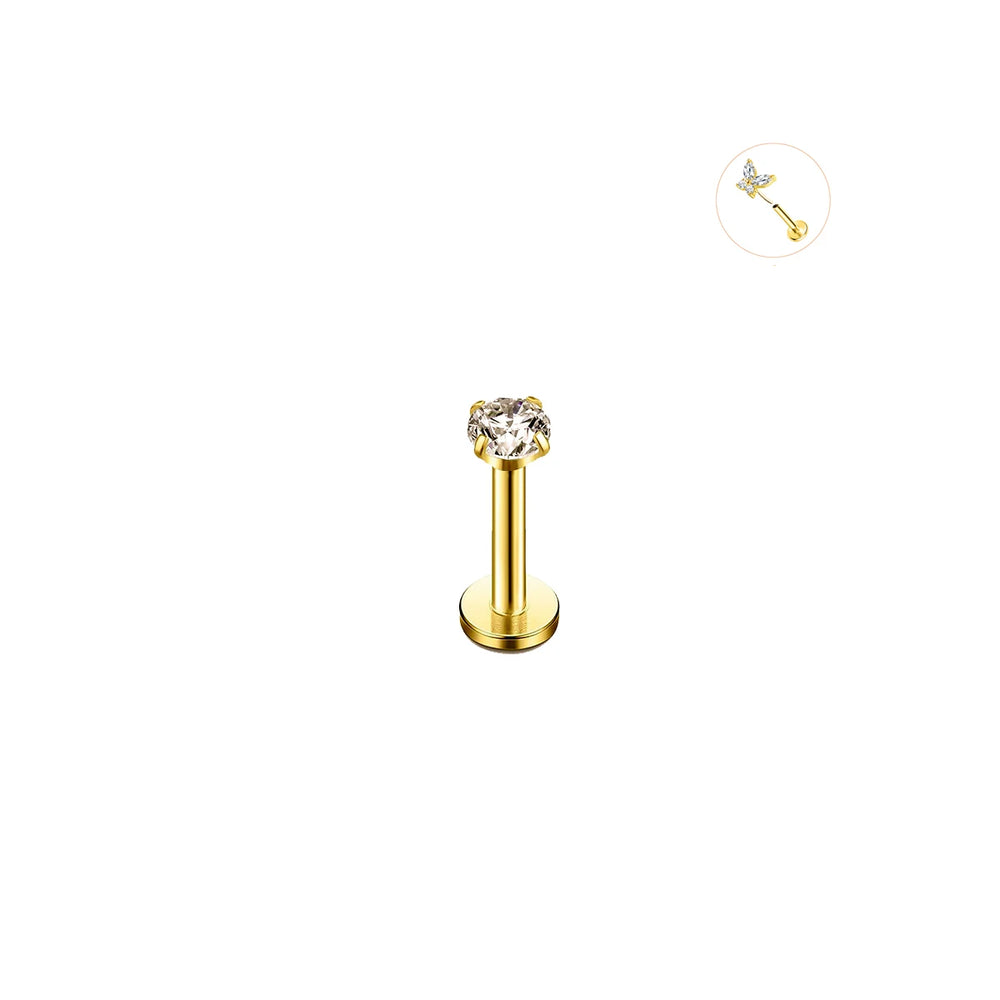 EVISPOL 16G Hypoallergenic Stainless Steel Threadless Insert Labret Lip Rings Tiny Cry close-up view