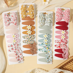 10PCS/Set New Fabric BB Hair Clip Children's Girls' Teenagers' Side Bangs Clip Girls' Party Daily Decoration Hair Accessories
