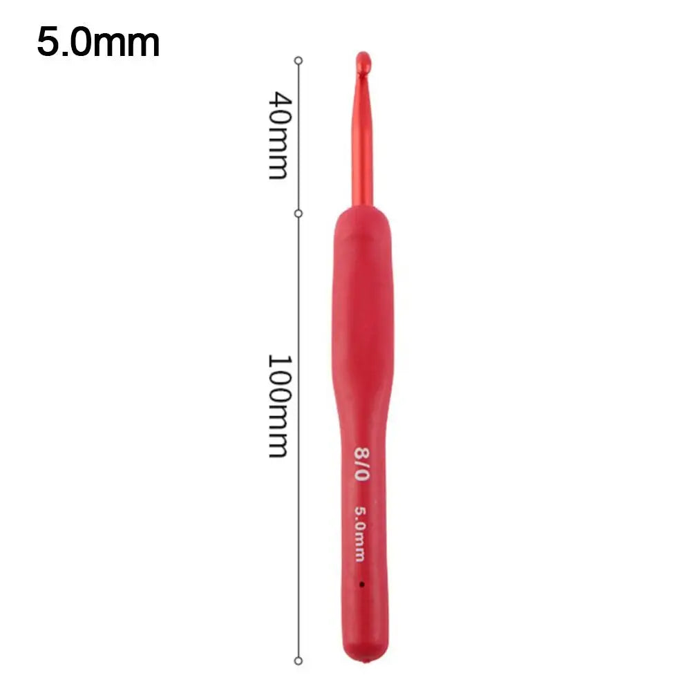 1Pcs Red Crochet Hook Silicone Handle Aluminum Hand Knitting Needles Crocheting Weave lifestyle view