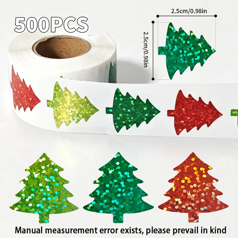 1 Inch Christmas Tree Snowflake Stickers Gift Cards Tags Self Adhesive Seals Labels S alternate view
