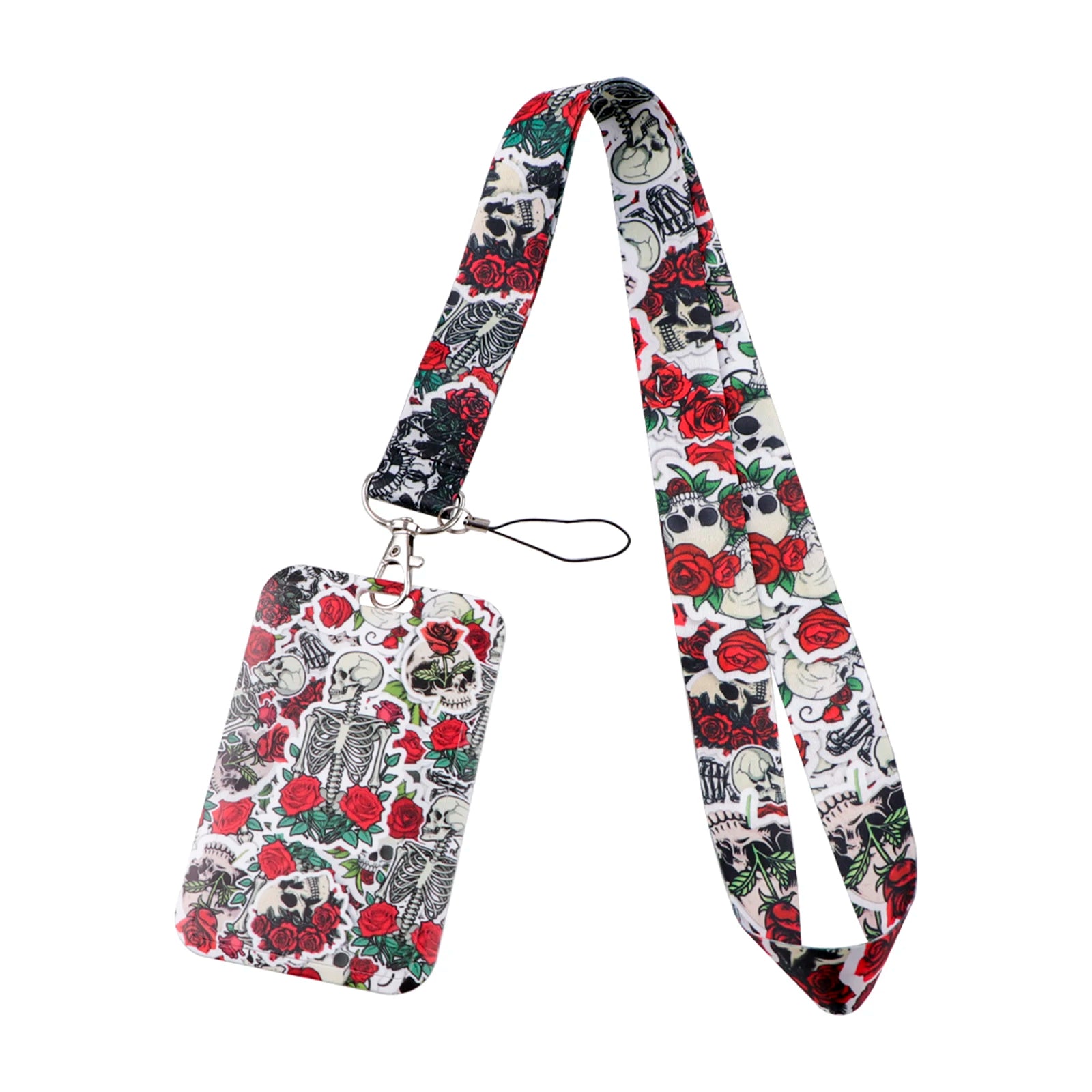Human Skeleton Lanyard Card Holder Neck Strap for key ID Card Phone Straps Badge Holde close-up view