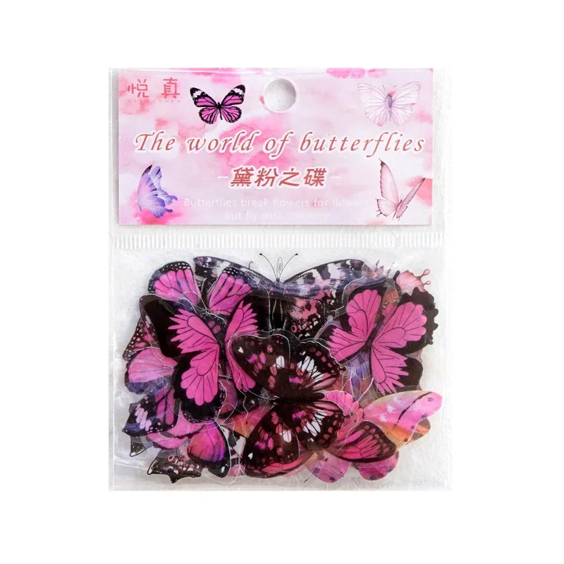 Butterfly Stickers Pack 40pcs | PET Waterproof Craft Stickers for Scrapbooking close-up view