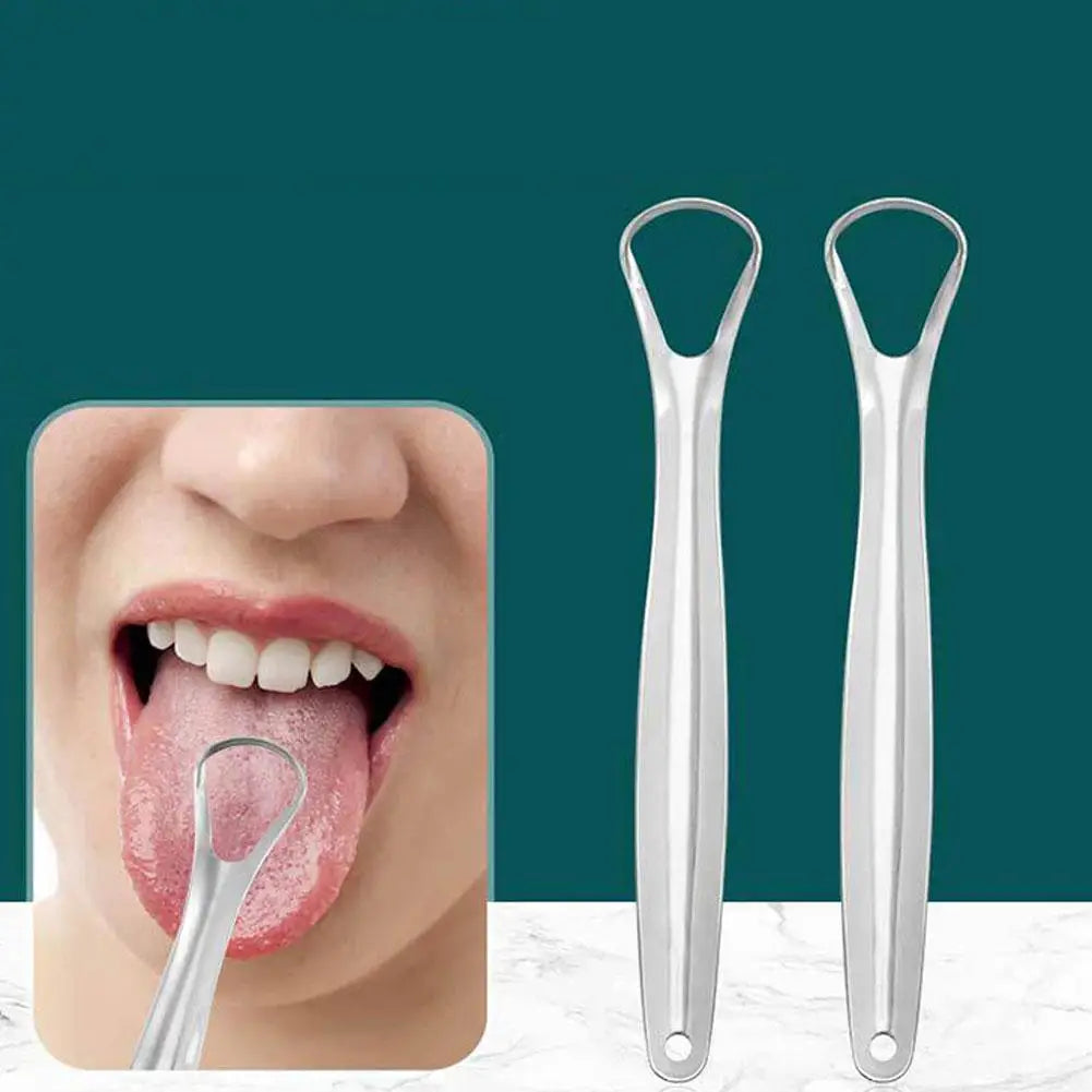 1Pcs Portable Single Layer Tongue Scraper Reusable Stainless Steel Oral Mouth Brush additional angle