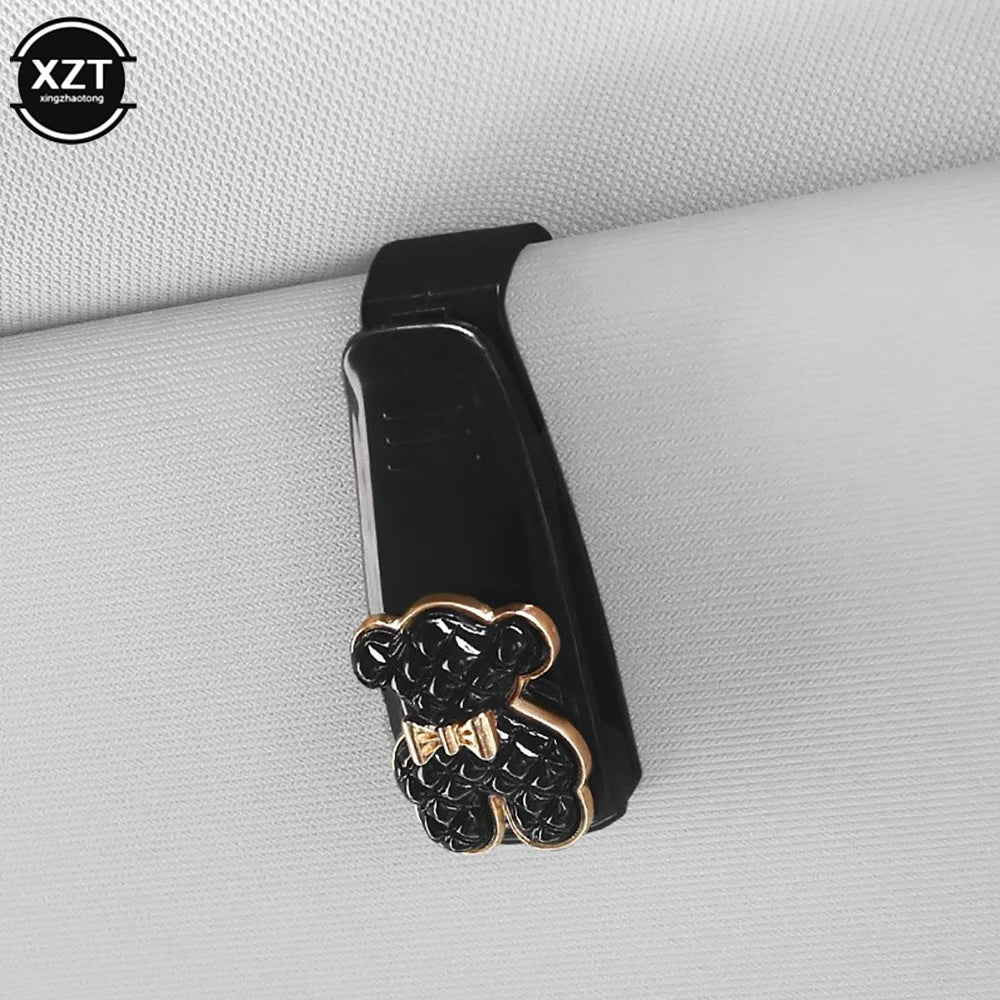 Auto Sun Visor Glasses Fastener Clip | Universal Car Sunglasses Holder close-up view