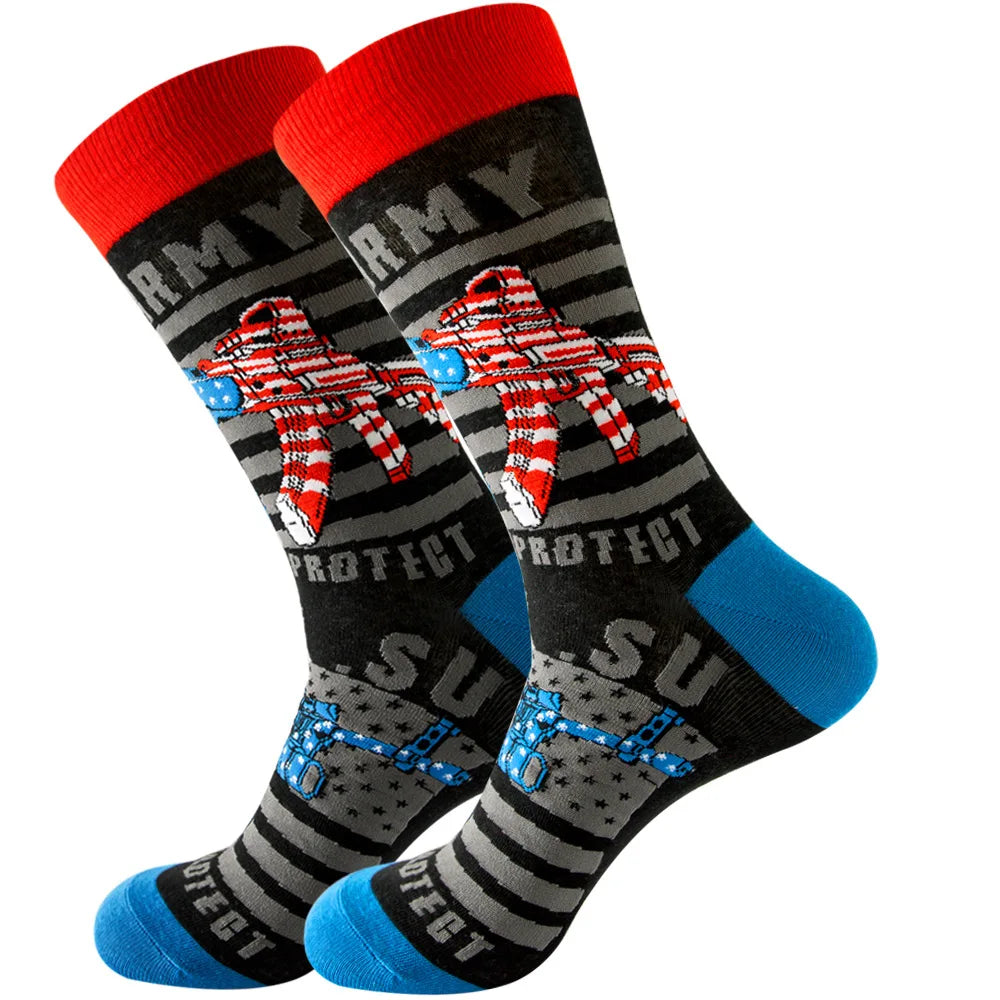 Sock Combed Cotton Funny Men's Big Size Crew Harajuku Hip Hop Thick Long Socks