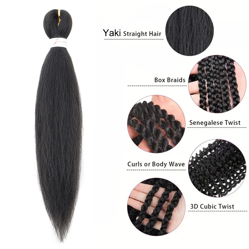 20Inch Synthetic Pre Stretched Braiding Ombre Hair Extension for Black Women Yaki Stra close-up view