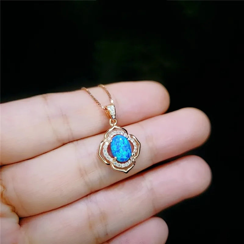 Fashion Sun Flower Pendant Necklace For Women Charm Rose Gold Color Crystal Zircon Im alternate view