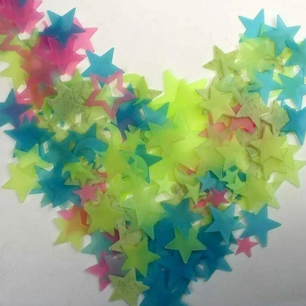 100pcs Glow in The Dark Moon and Star Stickers | Luminous Wall Ceiling Decor for Kids lifestyle view