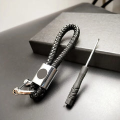 Custom Car Logo Keychain | Metal Woven Key Ring for Mercedes Benz VW Audi alternate view