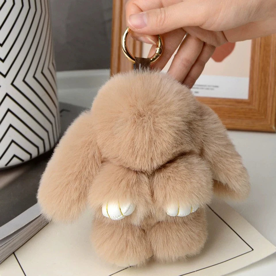 Women's Rabbit Fur Keychain Bag Car Pendant Jewelry for Bags lifestyle view