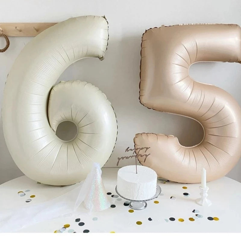 Cream Foil Number Balloons 1-9 Set | Large Digital Birthday Party Decor lifestyle view