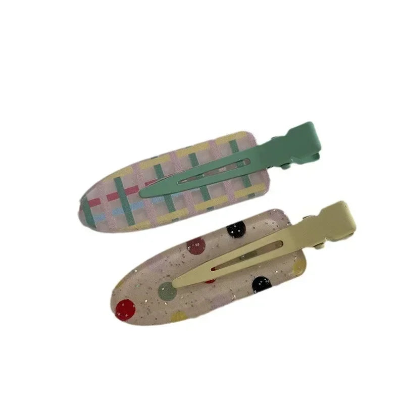 2pcs Candy Color Fruit Side Clips No Crease Seamless Acrylic Hairpins Barrettes Broken Hair Fixed Clips Girls Hair Accessories