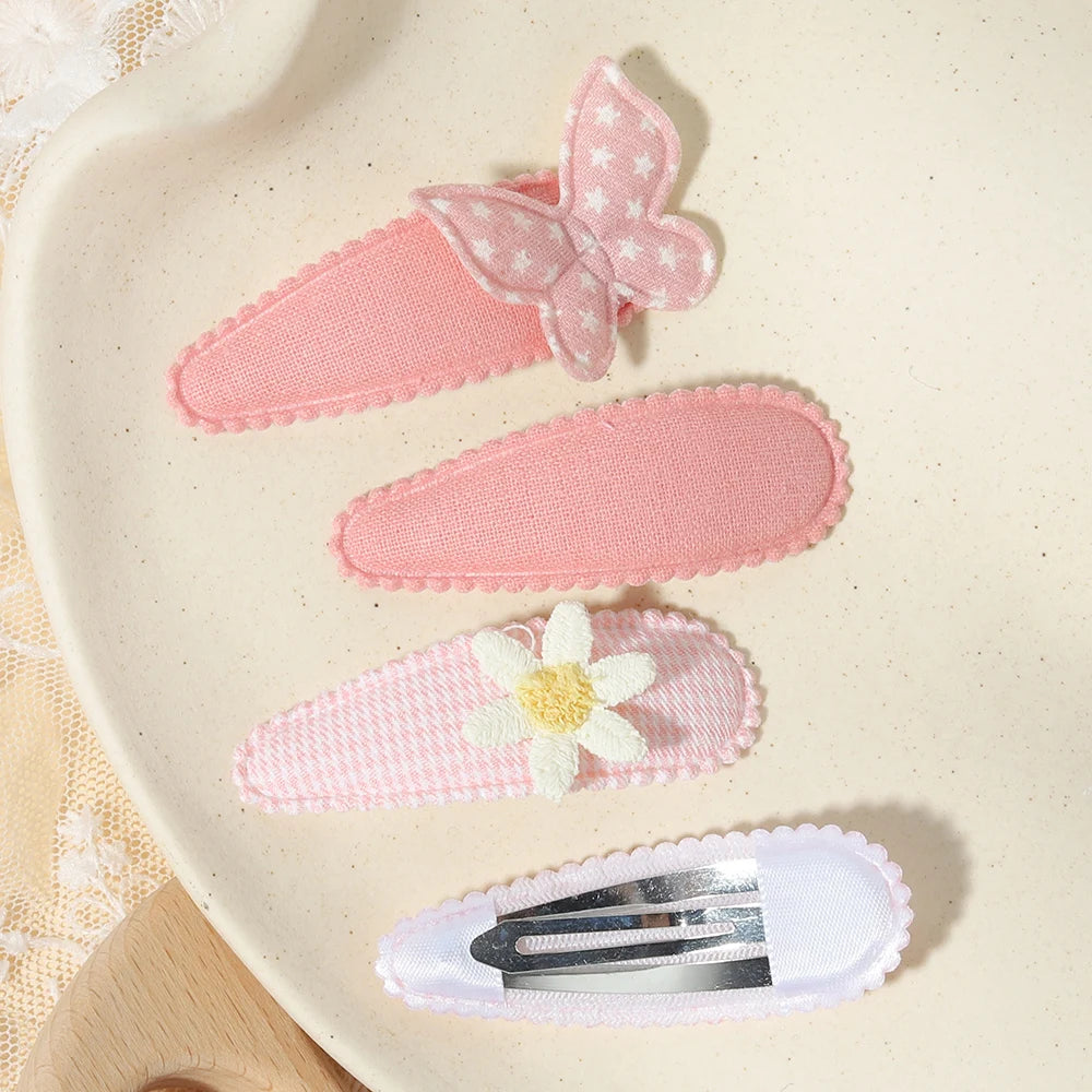 16PCS/Set of Fabric Printed Hair Clips Sweet and Cute BB Clips Fashionable Hair Accessories Children Baby Girls To Wear