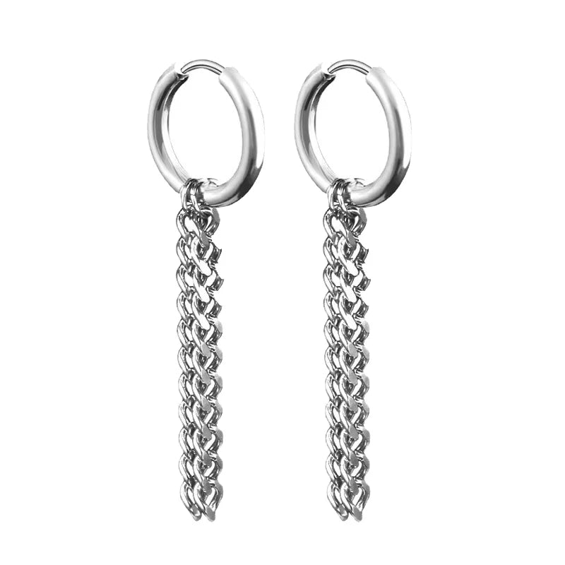 1 Pairs Fashion Punk Gothic Stainless Steel Drop Earrings Studs for Women Men Gothic S close-up view