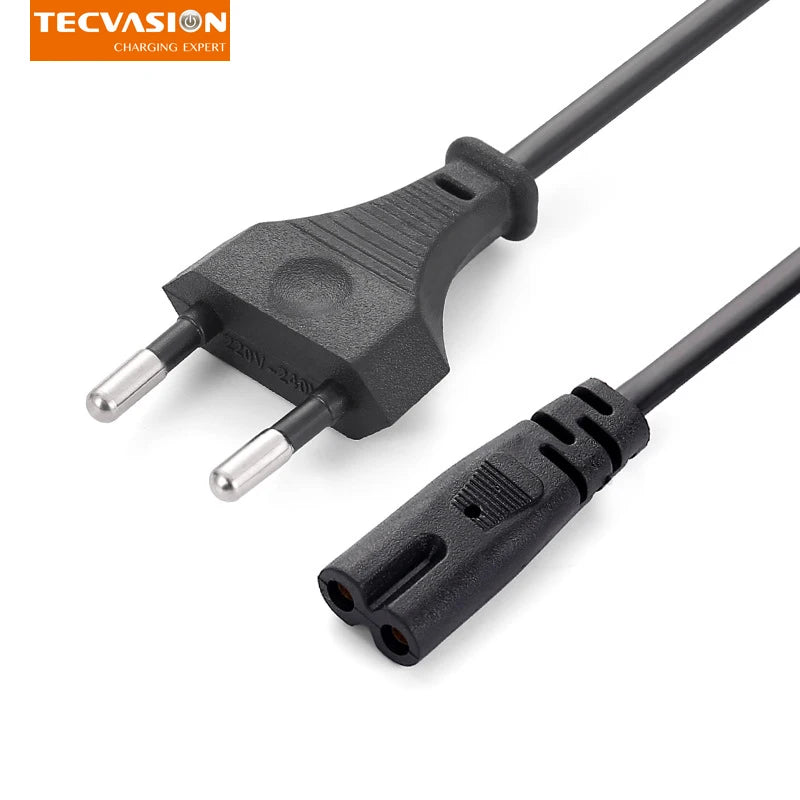 Black EU Power Plug Cable 1.5m 2-Pin IEC320 C7 Power Cord | Replacement Charger Cable for Dell, Cano