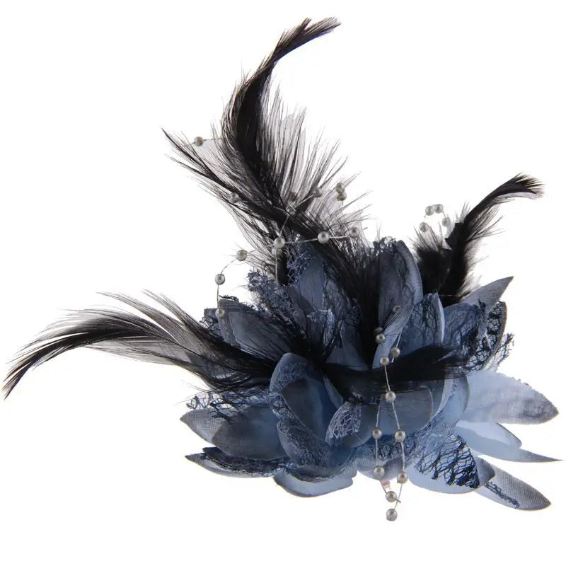 Women's Fashion Flower Feather Bead Corsage Hair Clip Bridal Hairband Brooch Pin Brida Barrettes Hair Accessories Jewelry