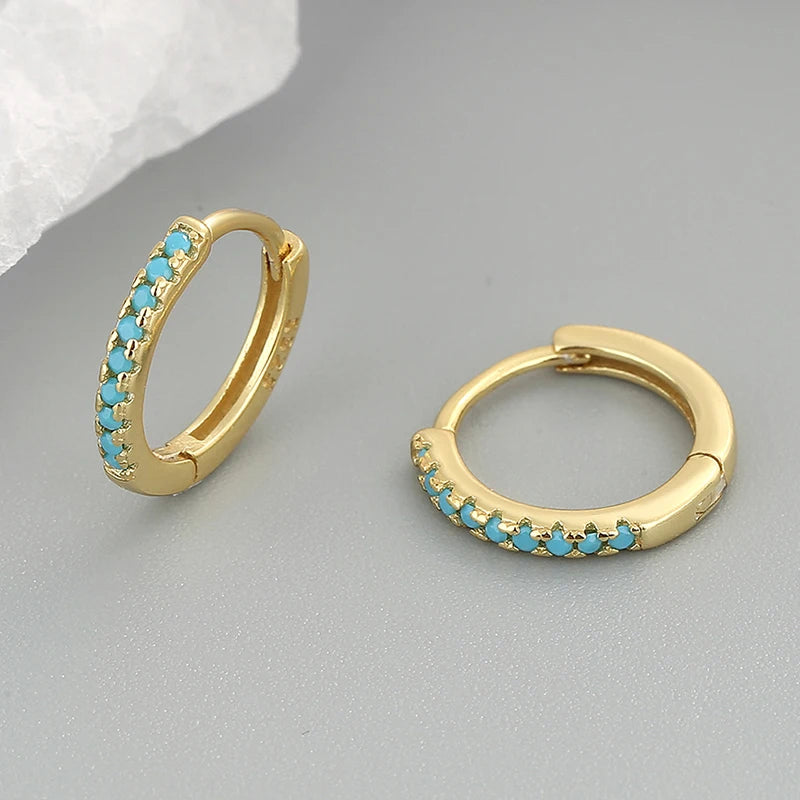 ANENJERY CZ Zircon Circle Hoop Earrings for Women Men Punk Trendy Party Accessories F lifestyle view