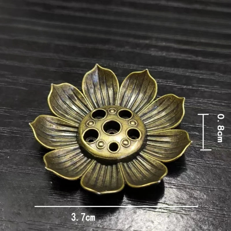 Metal Zen Lotus Buddha Incense Burner | Decorative Incense Stick Holder for Office and close-up view