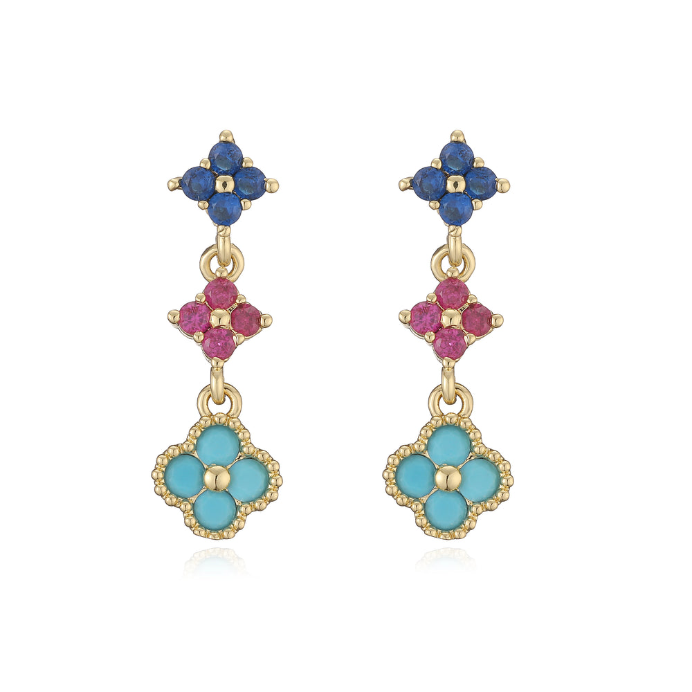 HECHENG,Sparkling Zirconia Stud Earrings Floral Tassel Earrings French Banquet Styl additional angle