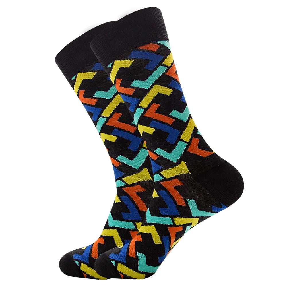 New Happy Mens Socks Women Novelty Cartoon Sock Combed Cotton Funny Men's Big Size Crew detail view