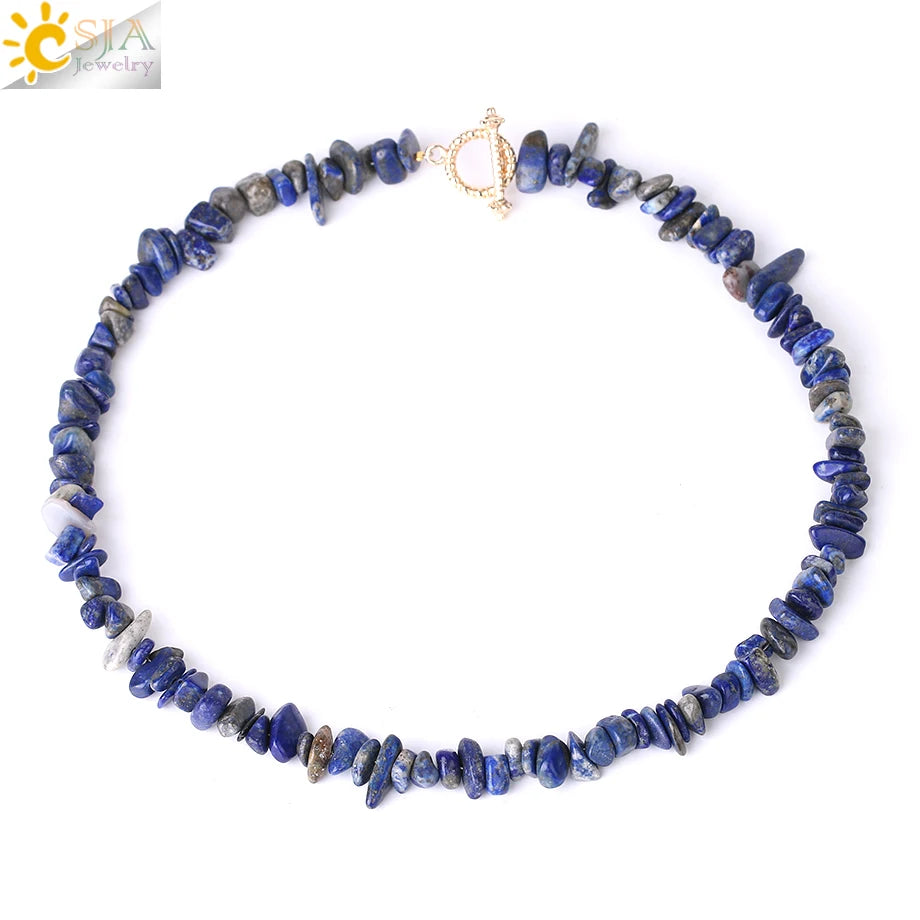 Natural Chip Stone Choker Necklace | Bohemia Crystal Bead Jewelry additional angle