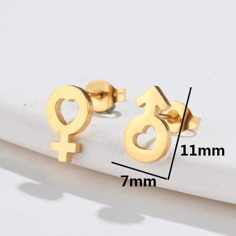 316L Stainless Steel Figure Earring Bicycle Key Crescent Moon Heart Lightening Skull lifestyle view