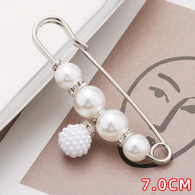 4/1PCS Heavy Duty Safety Pins Pearl Embellishment Brooch Pin Decorative Sweater Clips Safety Pins for Brooches Decorative Crafts
