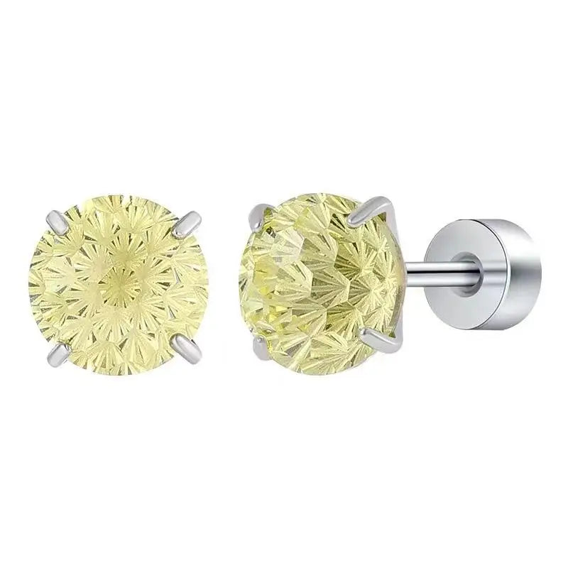 Crystal Stud Earrings Faceted Multicolor Stainless Steel Screw Back Tarnish Resista additional angle