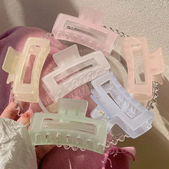 New Women Elegant Transparent Frosted Rectangle Hair Claws Lady Sweet Hair Decorate To close-up view