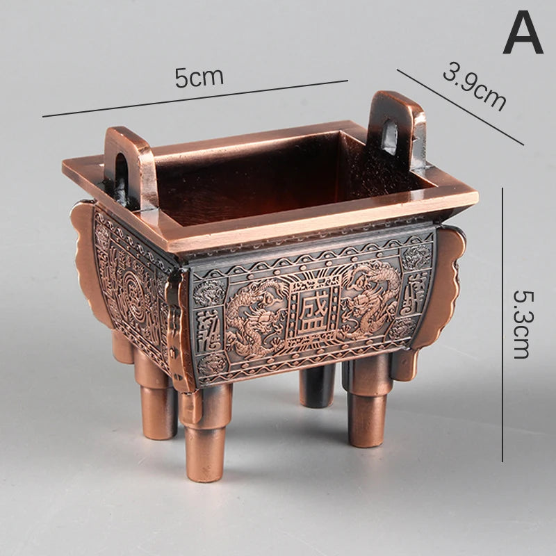 Mini Bronze Incense Burner | Chinese Retro Dragon Carving Decoration alternate view
