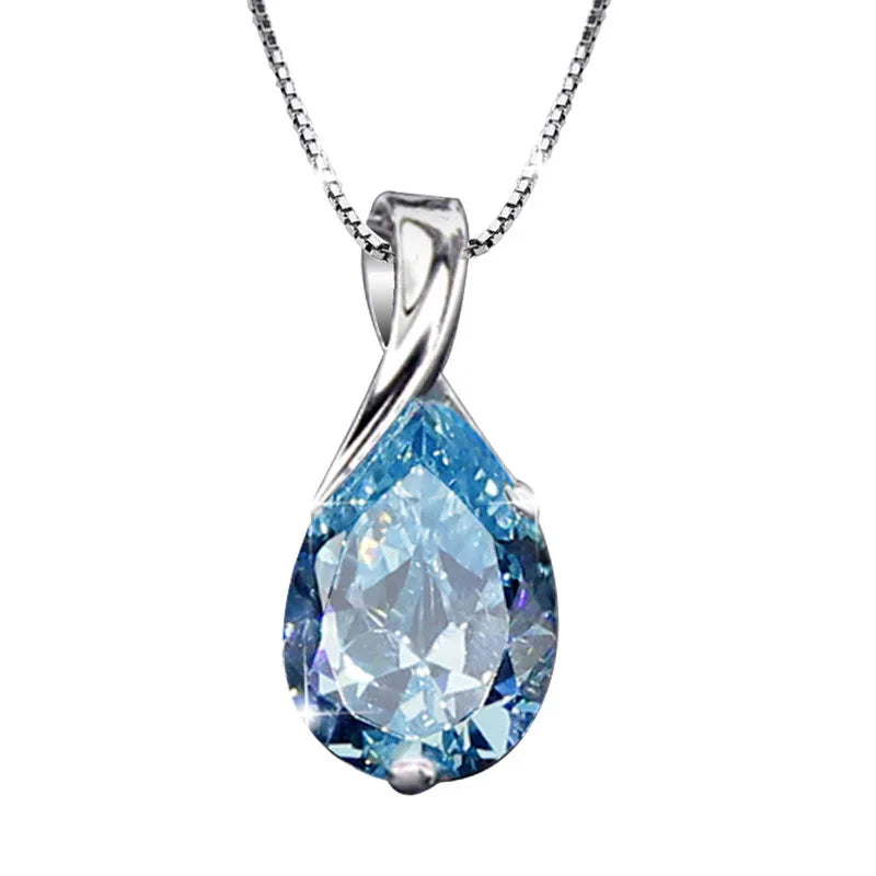 S925 Sterling Silver Necklace Angel Tears Crystal Red Pendant Necklace for Woman Charm J detail view