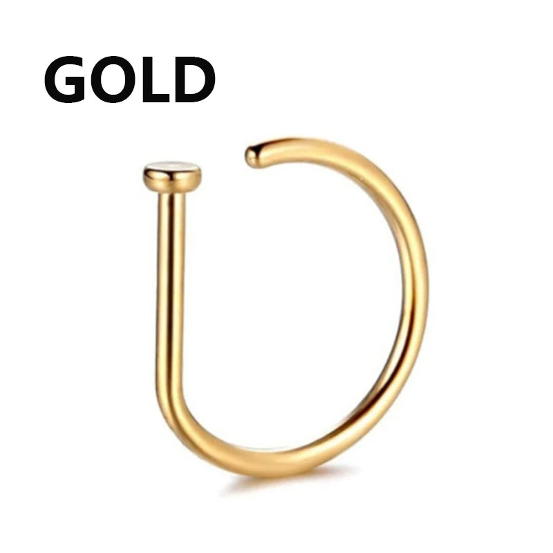 Stainless Steel Magnet Fake Nose Ring Hoop Fake Piercing Hoop Septum Rings For Women alternate view