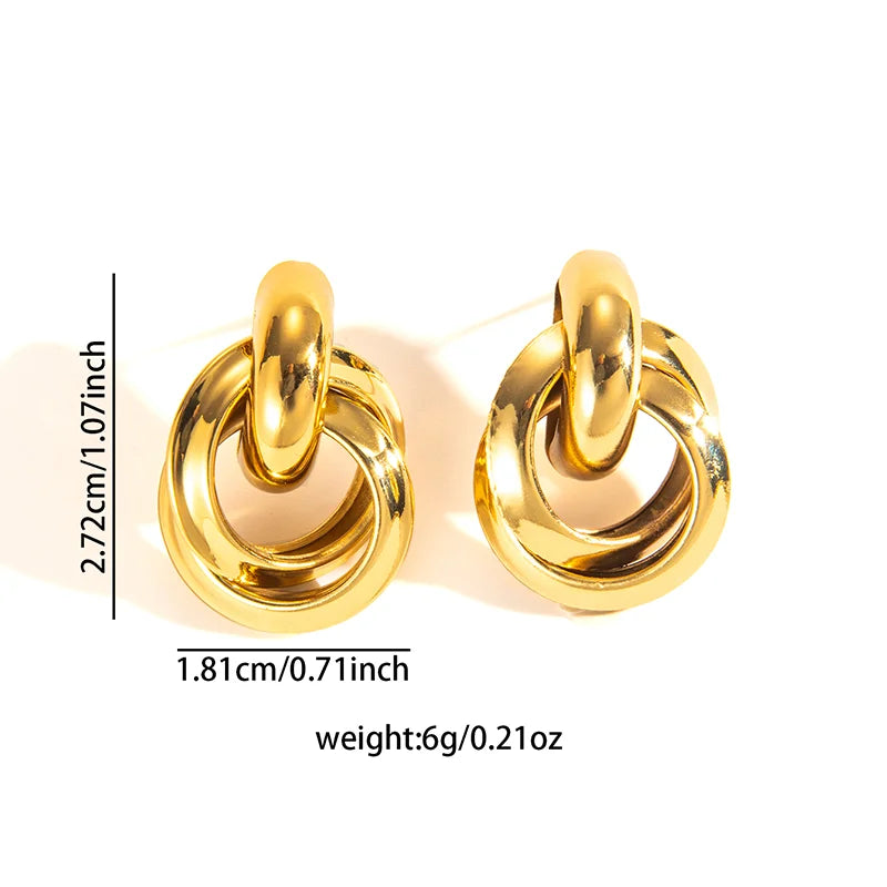 316L Stainless Steel Hoop Earrings for Men Women | Geometric Drop Earrings additional angle