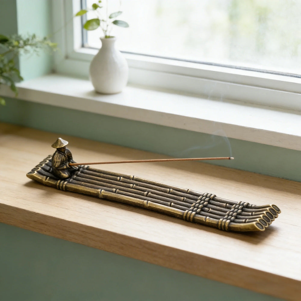 Creative Incense Holder Boat | Old Men Fishing Japanese Style Incense Stick Burner lifestyle view