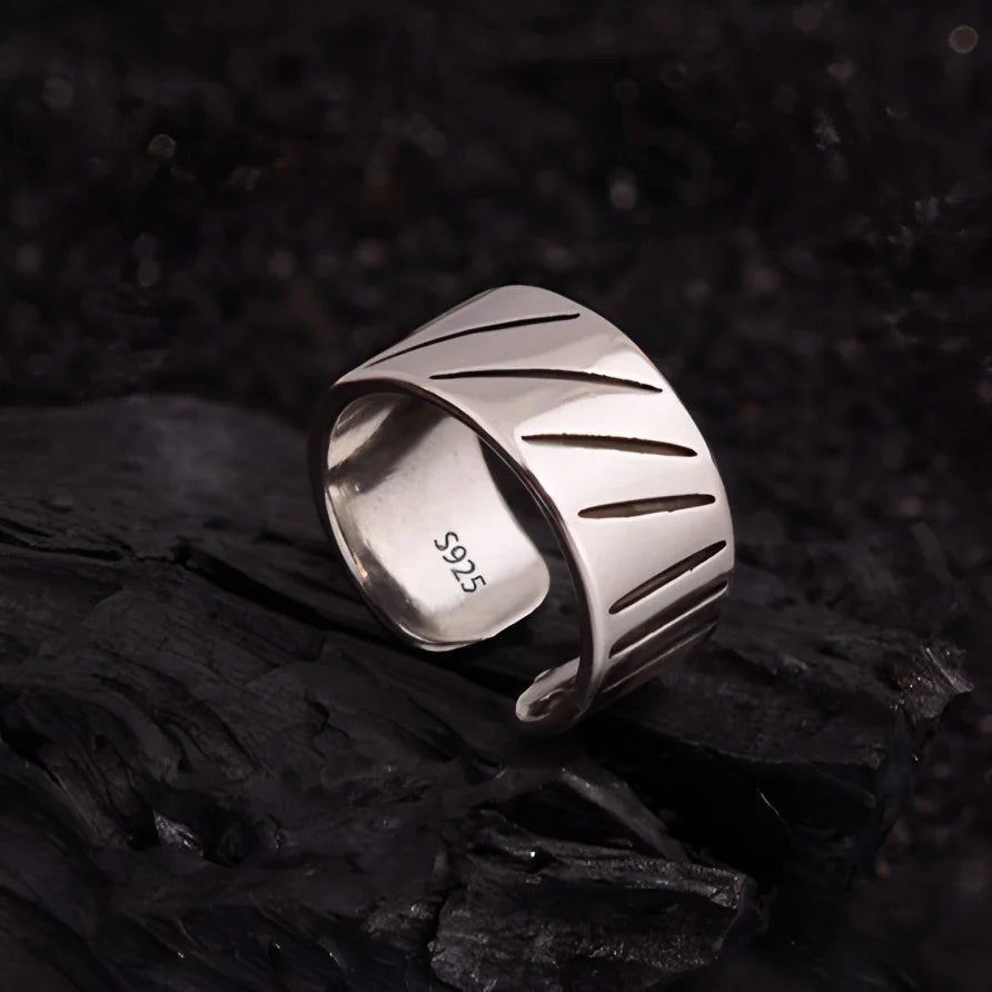 PANJBJ 925 Sterling Silve Multilayer Irregular Geometric Ring for Women Simple Charm Retro Jewelry Gift